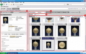 Screenshot of the use of easydb - museum for object management, collection management in the Roman Germanic Central museum for