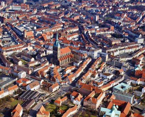 Billede af byen Hildesheim til brug for easydb ved universitetet i Hildesheim