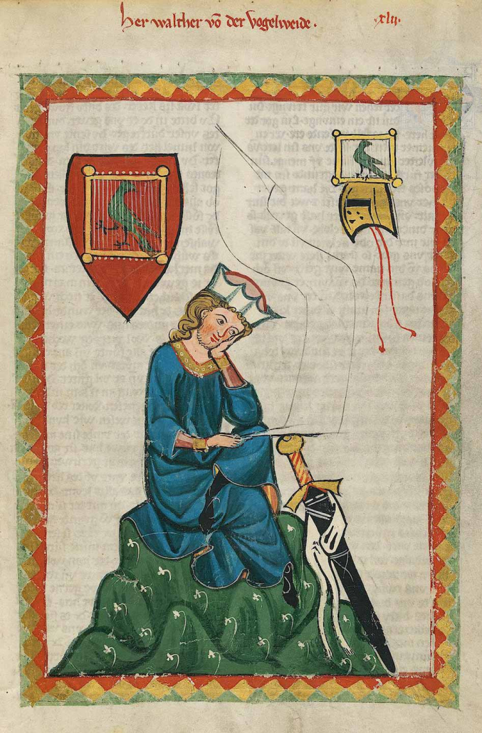 Aus dem Codex Manesse der Universitätsbibliothek: Autorbild Walther von der Vogelweide - Bilderschließung durch easydb von Programmfabrik