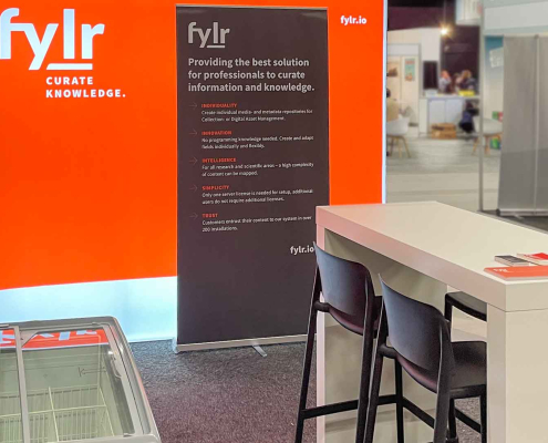 Picture of the fylr trade fair stand for the 2023 annual conference of the BVHKom