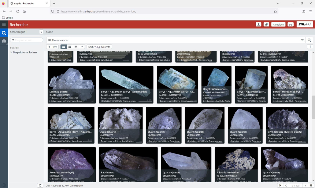 NAHIMA: Screenshot of a view of the Fungarium&#39;s collection