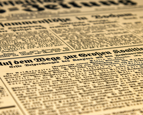 Image of a historical newspaper for museum Detusches Zeitungsmuseum University of Augsburg