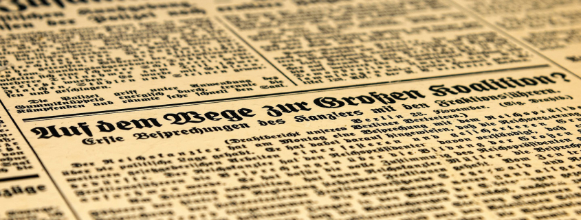 Image of a historical newspaper for museum Detusches Zeitungsmuseum University of Augsburg